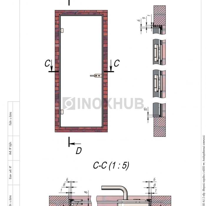 Комплект (802-6000 AL) Z-обр. дверной коробки, L=6120 мм, Анодированный алюминий 