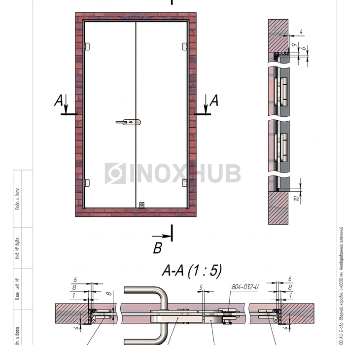 Комплект (802-6000 AL) Z-обр. дверной коробки, L=6120 мм, Анодированный алюминий 