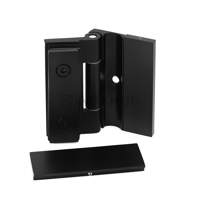 Петля (516 BLC) стена-стекло без реза уплотнителя с декоративными крышками Черный мат