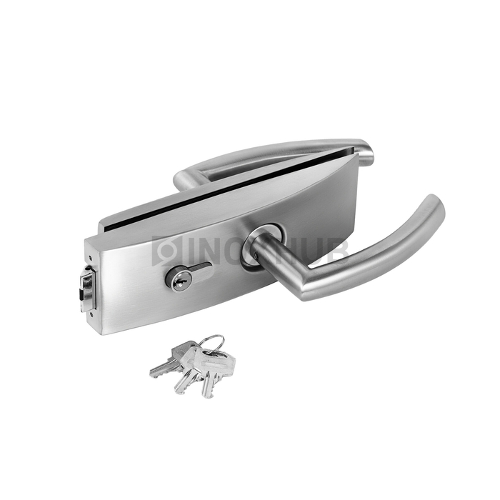 Замок (87-1 SSS) с нажимной ручкой притвором без отв. части нерж. сталь матовая