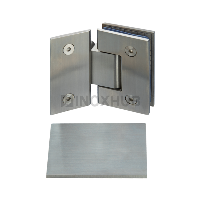 Петля (302 SSS) стекло-стекло 135° (без фаски), нерж. сталь матовая