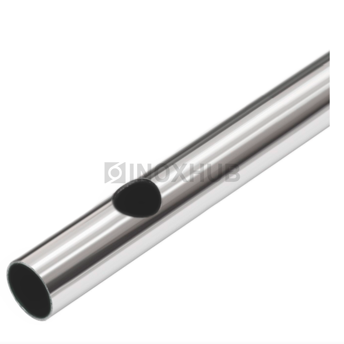 Труба с перфорацией Ø16.3 шагом 110 круглая AISI 304 A554 25×1×6000 GRIT 600