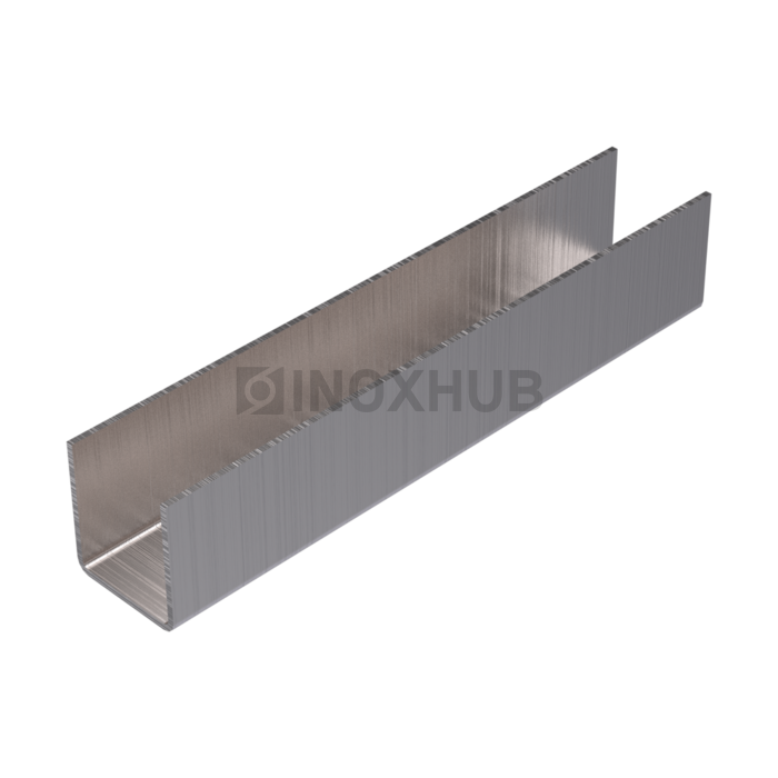 Профиль (П-08-3000 SSS) П-образный 10.0×8.2(вн)×10.0 L=3000 мм стекло 8.0 мм AISI 304 GRIT 320