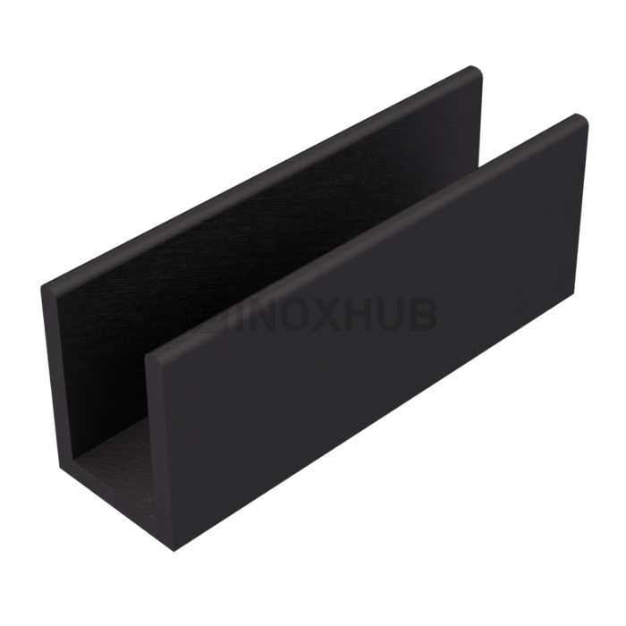 Профиль п-обр. (756-10-3000 BLC) 19×14 мм L=3000 стекло 10.0 мм алюминий Черный мат