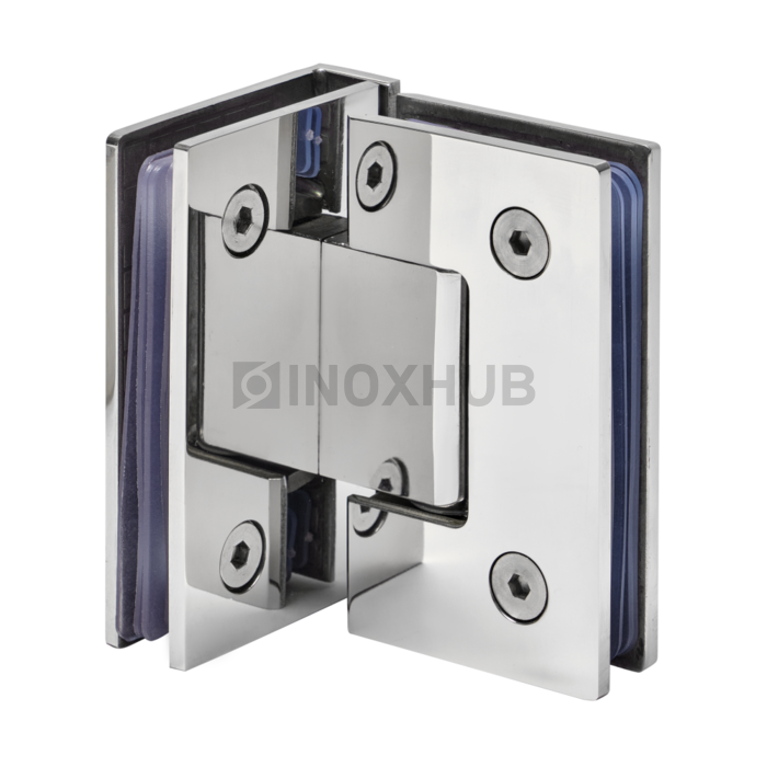 Петля (304 PSS) стекло-стекло 90° (без фаски), нерж. сталь полированная