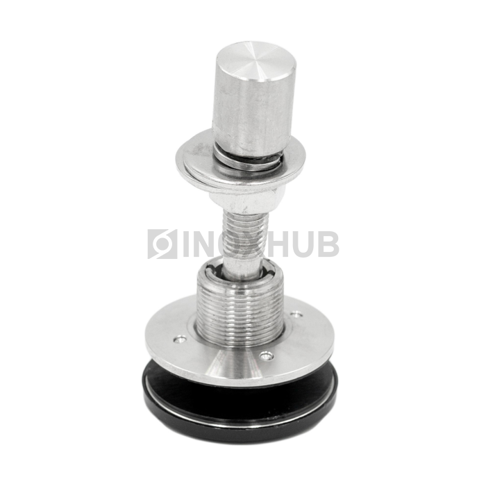 Шарнирный рутель без зенковки с наружным винтом М14 шаг Р=2 d=58.0 стекло 16.0-24.0 мм AISI 316 GRIT 320