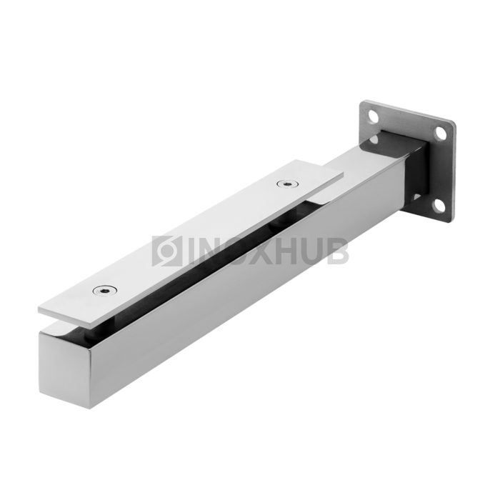 Напольный стеклодержатель квадратный под сверление 40×40×400 мм стекло 10-18 мм AISI 304 GRIT 600