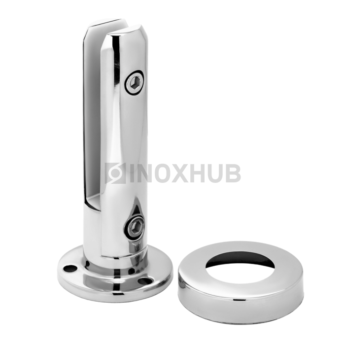 Напольный стеклодержатель литой круглый под сверление Ø50×190 мм AISI 304 GRIT 600