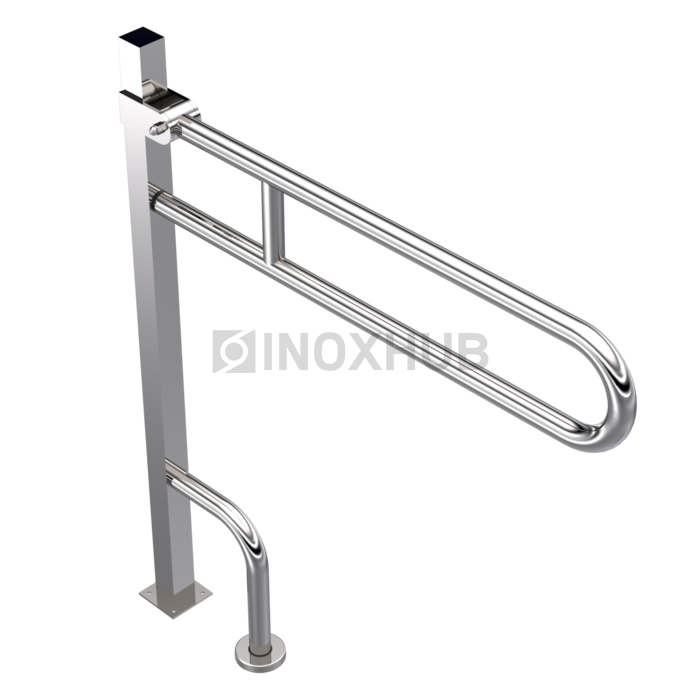 Поручень двойной откидной с опорой в пол Ø32 мм AISI 304 GRIT 600