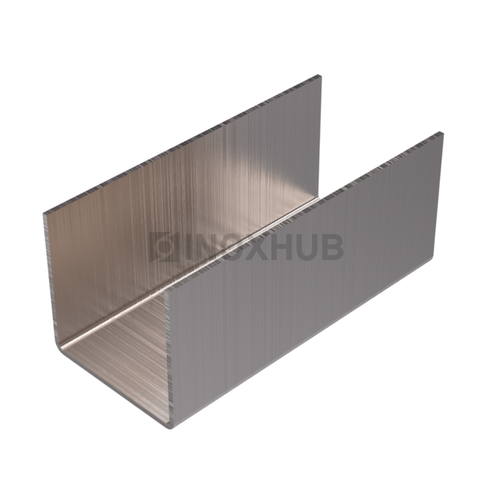 Профиль (П-20-3000 SSS) П-образный 21.0×21.5(вн)×21.0 L=3000 мм стекло 20.0 мм AISI 304 GRIT 320