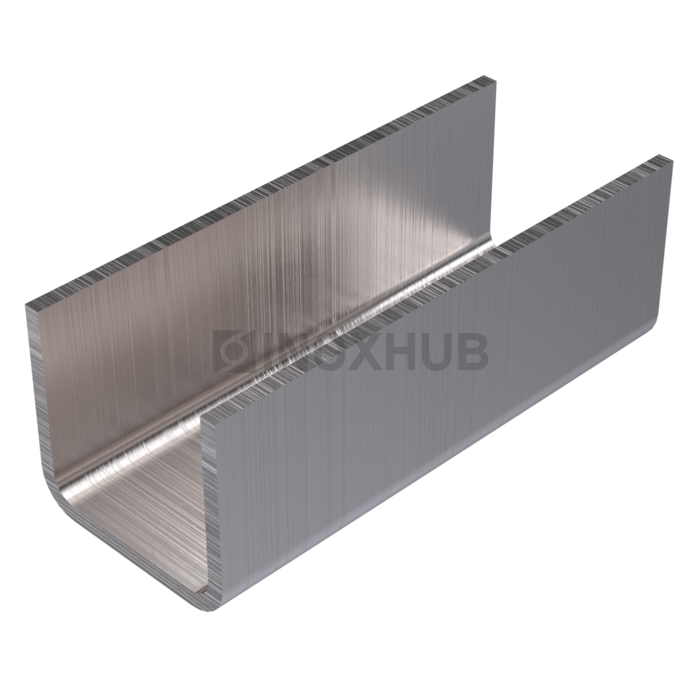 Профиль (П-16-3000 SSS) П-образный 19.7×18.5 мм L=3000 стекло 16.0 мм AISI 304 GRIT 320
