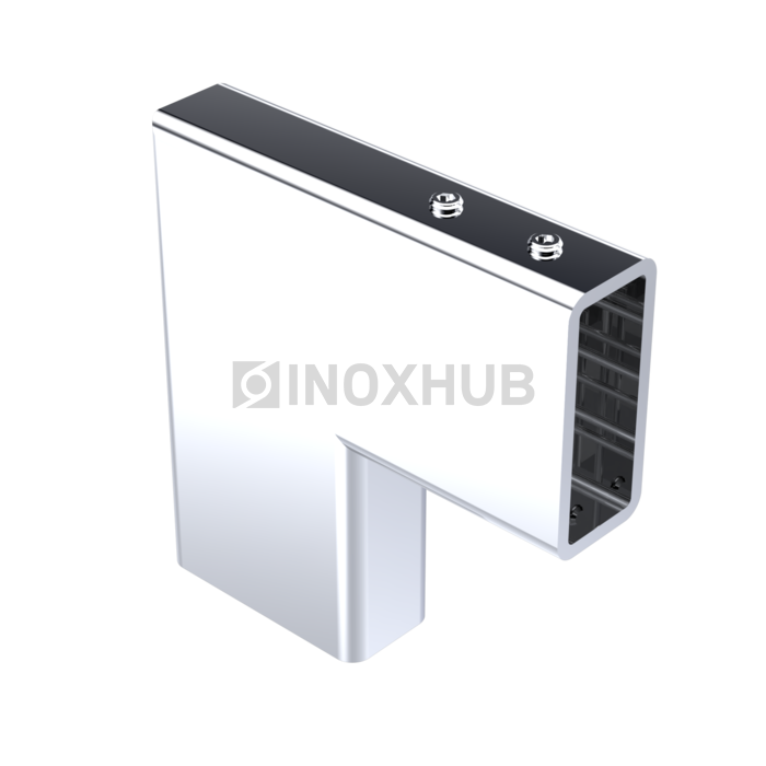 Соединитель штанги 90° (348 PSS) горизонтальный штанга 30×10 мм нерж. сталь полированная