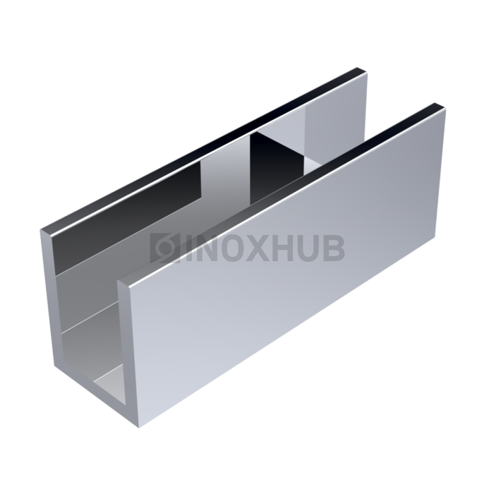 Профиль п-обр. (756-10-3000 al) 19×14 мм L=3000 стекло 10.0 мм полированный алюминий