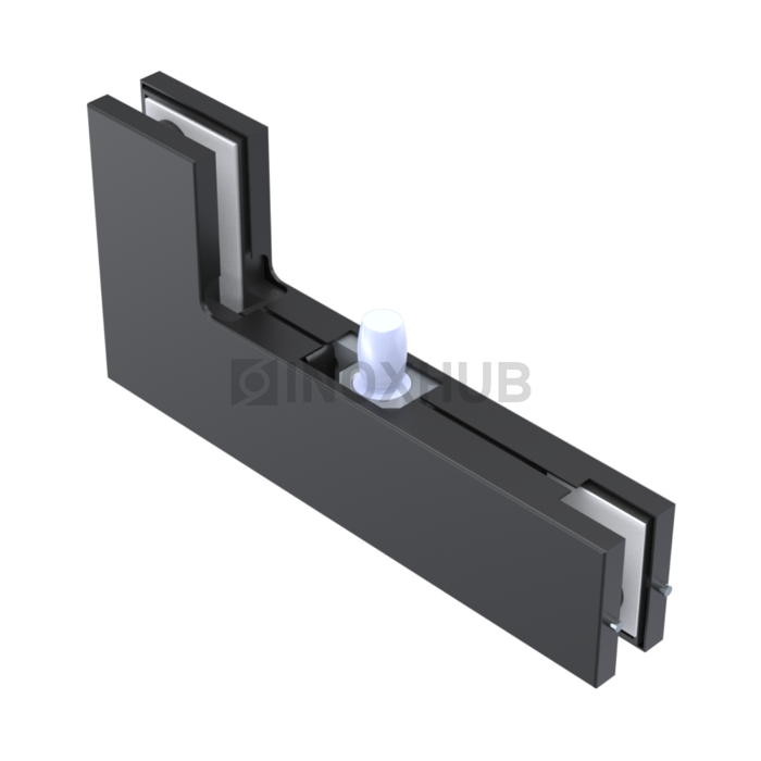 Фитинг угловой (140 BLC) на фрамугу с осью стекло 10-12 мм Черный мат