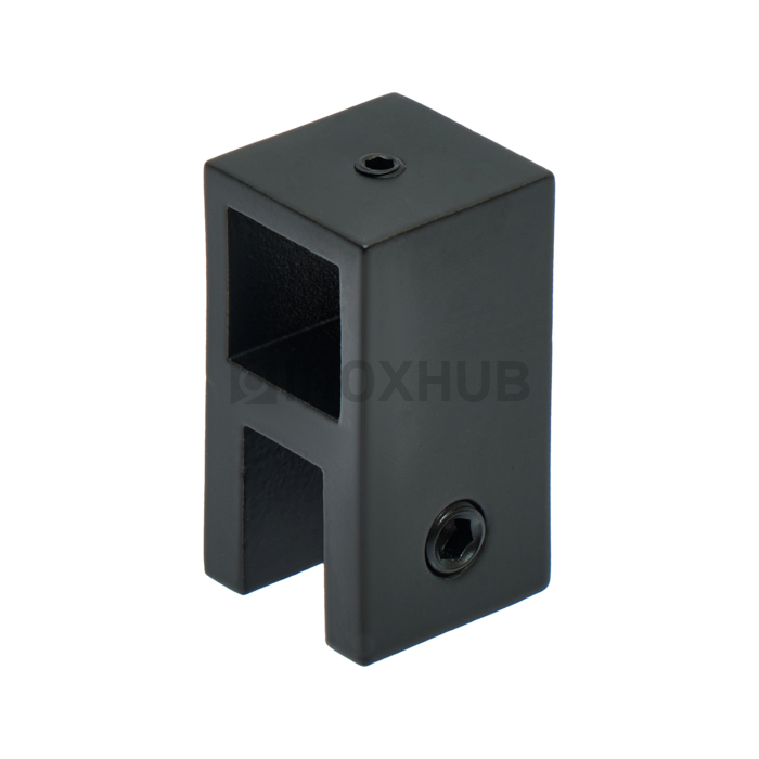 Держатель стекла (184 BLC) сквозной штанга 15×15 мм Черный мат