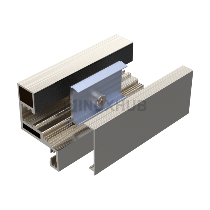 Комплект (804 AL) дверной коробки в цельностеклянный проем 2300×2300×1100 мм Анодированный алюминий
