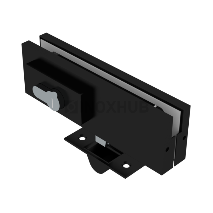 Замок (150R BLC) угловой с круглым ригелем с ответной частью на стену Черный мат