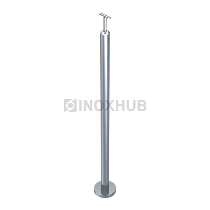 Стойка ограждения в сборе круглая с фланцем и наконечником Ø38.1×900 мм AISI 304 GRIT 600