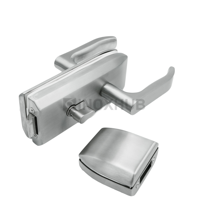 Замок (013-2 SSS) без притвора  с ответной частью на стекло нерж. сталь матовая