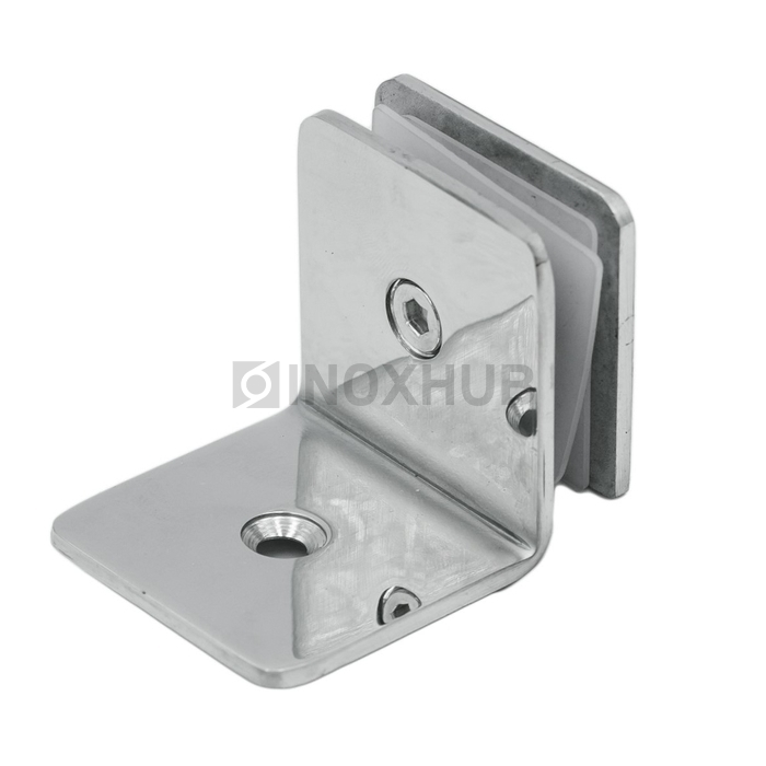 Коннектор L-обр. (732 PSS) стекло-стена (без фаски)  нерж. сталь полированная