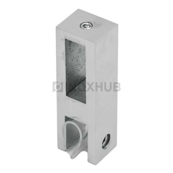 Держатель стекла (345 SSS) вертикальный  штанга 30×10 мм нерж. сталь матовая