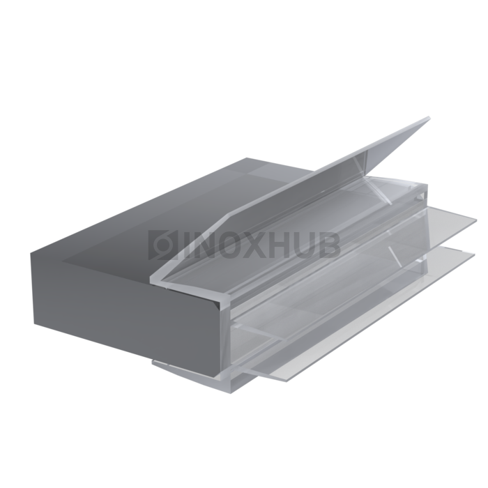 Профиль (206-10 CL) нижний  L=2200 стекло 10.0 мм ПВХ прозрачный БЕЛЫЙ